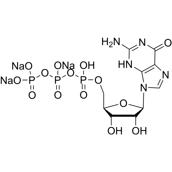 Guanosine 5'-triphosphate trisodium salt Estructura química