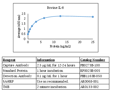 Bovine IL-8 Standard Curve