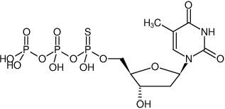 Structural formula of dTTPαS (2'-Deoxythymidine-(α-thio)-triphosphate, Sodium salt; (Mixture of Rp and Sp isomers))