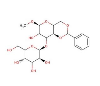 Methyl 4,6-Di-O-benzylidene-3-O-(&beta;-D-glucopyranoside)-&alpha;-D-glucopyranoside - chemical structure image